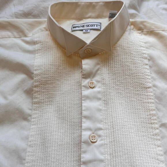 Vintage 90s WayneScott cream tuxedo shirt sz med victorian vampire academia - Picture 7 of 8